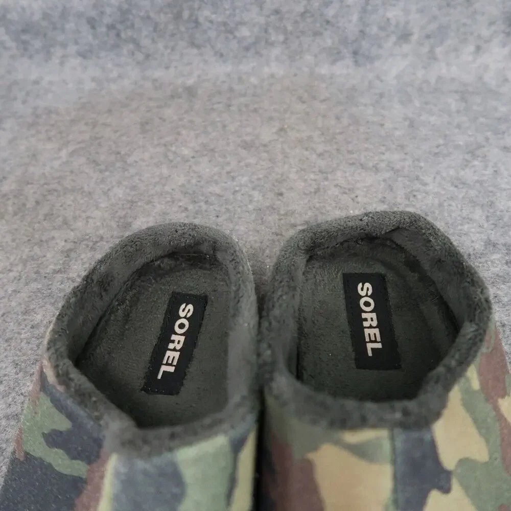 Sorel Shoes Kids 5 Slippers Casual Leather Camo Lanner Ridge Comfort Green Brown